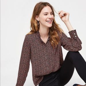 Loft Petite Floral Ruffle Utility Blouse